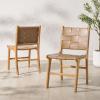 SAFAVIEH Couture Collection Cassaphina Black Woven Leather & Black Solid Wood Dining Chair Set of 2 (Fully Assembled)(Brown/Natural)