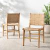SAFAVIEH Couture Collection Cassaphina Black Woven Leather & Black Solid Wood Dining Chair Set of 2 (Fully Assembled)(Tan/Natural)