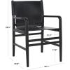 SAFAVIEH Couture Collection Cassaphina Tan Leather & Natural Solid Wood Arm Chair (Fully Assembled)(Black/Black)