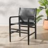 SAFAVIEH Couture Collection Cassaphina Tan Leather & Natural Solid Wood Arm Chair (Fully Assembled)(Black/Black)
