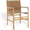SAFAVIEH Couture Collection Cassaphina Tan Leather & Natural Solid Wood Arm Chair (Fully Assembled)(Brown/Natural)
