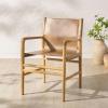 SAFAVIEH Couture Collection Cassaphina Tan Leather & Natural Solid Wood Arm Chair (Fully Assembled)(Brown/Natural)