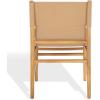 SAFAVIEH Couture Collection Cassaphina Tan Leather & Natural Solid Wood Arm Chair (Fully Assembled)(Tan/Natural)