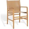 SAFAVIEH Couture Collection Cassaphina Tan Leather & Natural Solid Wood Arm Chair (Fully Assembled)(Tan/Natural)