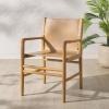 SAFAVIEH Couture Collection Cassaphina Tan Leather & Natural Solid Wood Arm Chair (Fully Assembled)(Tan/Natural)