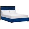 SAFAVIEH Couture Collection Chester Navy Tufted Velvet Queen Size Bed