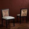 SAFAVIEH Couture Collection Emilio Walnut/Natural Solid Wood Woven Dining Chair Set of 2 (Fully Assembled)(Black/Natural)
