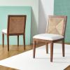 SAFAVIEH Couture Collection Emilio Walnut/Natural Solid Wood Woven Dining Chair Set of 2 (Fully Assembled)(Walnut/Natural)