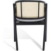 SAFAVIEH Couture Collection Emmy Tropical Coastal Natural Rattan Back Dining Chair(Black/Natural)