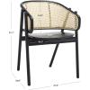 SAFAVIEH Couture Collection Emmy Tropical Coastal Natural Rattan Back Dining Chair(Black/Natural)