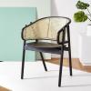 SAFAVIEH Couture Collection Emmy Tropical Coastal Natural Rattan Back Dining Chair(Black/Natural)