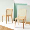 SAFAVIEH Couture Collection Frank Tropical Coastal Black/Natural Rattan Dining Chair Set of 2(Natural)