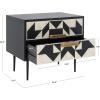 SAFAVIEH Couture Collection Kimori Black/White Aztec 2-Drawer Nightstand (Fully Assembled)