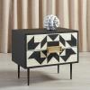 SAFAVIEH Couture Collection Kimori Black/White Aztec 2-Drawer Nightstand (Fully Assembled)