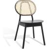 SAFAVIEH Couture Collection Kristianna Tropical Coastal Black/Natural Rattan Round Back Chair Set of 2(Black/Natural)
