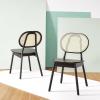 SAFAVIEH Couture Collection Kristianna Tropical Coastal Black/Natural Rattan Round Back Chair Set of 2(Black/Natural)