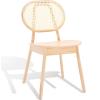 SAFAVIEH Couture Collection Kristianna Tropical Coastal Black/Natural Rattan Round Back Chair Set of 2(Natural)