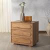 SAFAVIEH Couture Collection Lesliette Natural Brown 3-Drawer Solid Wood Nightstand (Fully Assembled)