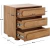 SAFAVIEH Couture Collection Lesliette Natural Brown 3-Drawer Solid Wood Nightstand (Fully Assembled)