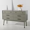 SAFAVIEH Couture Collection Madden Retro Dark Grey & Black 6-Drawer Dresser(Dark Grey/Black)