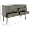 SAFAVIEH Couture Collection Madden Retro Dark Grey & Black 6-Drawer Dresser(Dark Grey/Black)