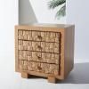 SAFAVIEH Couture Collection Rosario Natural/Dark Brown Woven 4-Drawer Accent Table Nightstand (Fully Assembled)(Natural/Dark Brown)