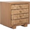 SAFAVIEH Couture Collection Rosario Natural/Dark Brown Woven 4-Drawer Accent Table Nightstand (Fully Assembled)(Natural/Dark Brown)