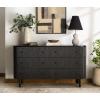 SAFAVIEH Couture Collection Shelbie Black 6-Drawer Reeded Dresser(Black/Black)