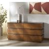 SAFAVIEH Couture Collection Titus Black 6-Drawer Stacked Dresser (Fully Assembled)(Medium Oak)