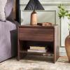 SAFAVIEH Home Collection – Arsenio 1-Drawer 1-Shelf Nightstand Table, Light Cream Modern Bedside Storage (NST3100C)(Walnut)