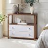 SAFAVIEH Home Collection – Ernest Natural Brown & White Washed 2-Drawer 1-Shelf Chest, Modern Storage Cabinet, Fully Assembled (CHS6605A)(Natural/White Washed)
