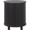 SAFAVIEH Home Collection – Etka Oak & Brass 2-Shelf Round Nightstand, Modern Fluted Accent Table (NST3108B)(Black/Black)