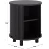 SAFAVIEH Home Collection – Etka Oak & Brass 2-Shelf Round Nightstand, Modern Fluted Accent Table (NST3108B)(Black/Black)