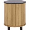 SAFAVIEH Home Collection – Etka Oak & Brass 2-Shelf Round Nightstand, Modern Fluted Accent Table (NST3108B)(Oak/Black)