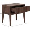 SAFAVIEH Home Collection – Fidia Navy Blue 1 Drawer Nightstand, Modern Bedside Table with Slatted Drawer Front and Tapered Legs (NST9619C)(Dark Walnut)