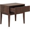 SAFAVIEH Home Collection – Fidia Navy Blue 1 Drawer Nightstand, Modern Bedside Table with Slatted Drawer Front and Tapered Legs (NST9619C)(Dark Walnut)