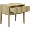 SAFAVIEH Home Collection – Fidia Navy Blue 1 Drawer Nightstand, Modern Bedside Table with Slatted Drawer Front and Tapered Legs (NST9619C)(Light Oak)