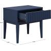 SAFAVIEH Home Collection – Fidia Navy Blue 1 Drawer Nightstand, Modern Bedside Table with Slatted Drawer Front and Tapered Legs (NST9619C)(Navy Blue)