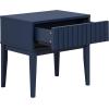 SAFAVIEH Home Collection – Fidia Navy Blue 1 Drawer Nightstand, Modern Bedside Table with Slatted Drawer Front and Tapered Legs (NST9619C)(Navy Blue)