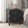 SAFAVIEH Home Collection – Galio Black & Gold 2-Drawer Nightstand, Vintage-Inspired Bedside Table with Storage for Bedroom (NST9600B)(Black/Gold)