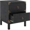 SAFAVIEH Home Collection – Galio Black & Gold 2-Drawer Nightstand, Vintage-Inspired Bedside Table with Storage for Bedroom (NST9600B)(Black/Gold)