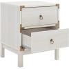 SAFAVIEH Home Collection – Galio Black & Gold 2-Drawer Nightstand, Vintage-Inspired Bedside Table with Storage for Bedroom (NST9600B)(Bleached White/Gold)