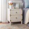 SAFAVIEH Home Collection – Galio Black & Gold 2-Drawer Nightstand, Vintage-Inspired Bedside Table with Storage for Bedroom (NST9600B)(Bleached White/Gold)
