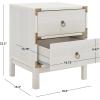 SAFAVIEH Home Collection – Galio Black & Gold 2-Drawer Nightstand, Vintage-Inspired Bedside Table with Storage for Bedroom (NST9600B)(Bleached White/Gold)