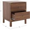 SAFAVIEH Home Collection – Galio Black & Gold 2-Drawer Nightstand, Vintage-Inspired Bedside Table with Storage for Bedroom (NST9600B)(Walnut/Gold)
