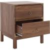 SAFAVIEH Home Collection – Galio Black & Gold 2-Drawer Nightstand, Vintage-Inspired Bedside Table with Storage for Bedroom (NST9600B)(Walnut/Gold)