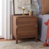 SAFAVIEH Home Collection – Galio Black & Gold 2-Drawer Nightstand, Vintage-Inspired Bedside Table with Storage for Bedroom (NST9600B)(Walnut/Gold)