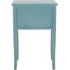 SAFAVIEH Home Collection – Lori Ash Grey End Table with Two Storage Drawers, French Farmhouse Accent Table, Scalloped Apron Design, Fully Assembled (AMH6576B)(Pale Blue / White Smoke)