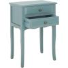 SAFAVIEH Home Collection – Lori Ash Grey End Table with Two Storage Drawers, French Farmhouse Accent Table, Scalloped Apron Design, Fully Assembled (AMH6576B)(Pale Blue / White Smoke)