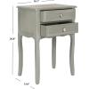 SAFAVIEH Home Collection – Lori Ash Grey End Table with Two Storage Drawers, French Farmhouse Accent Table, Scalloped Apron Design, Fully Assembled (AMH6576B)(Ash Grey)